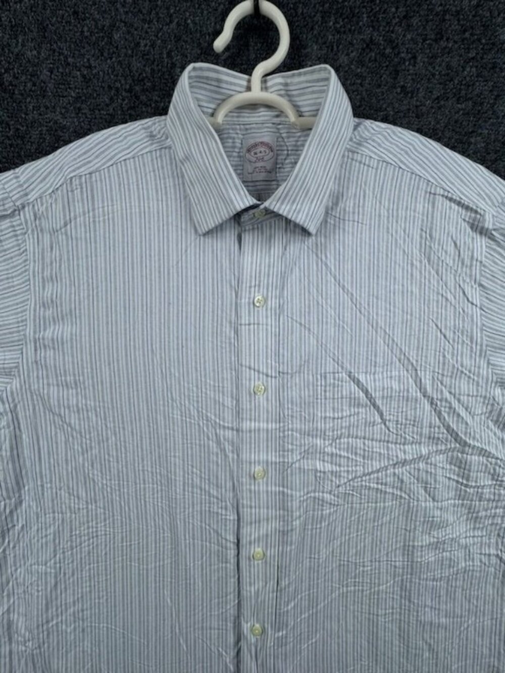 Brooks Brothers Striped All Cotton 16 4/5 Non-Iron Blue Men Shirt Button Up